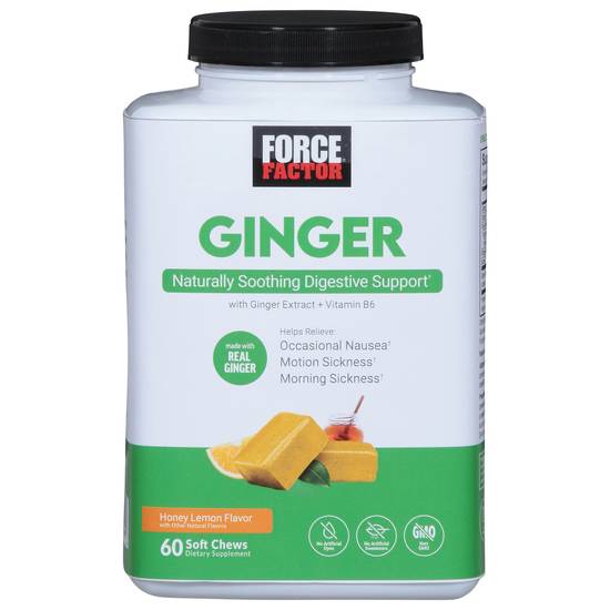 Force Factor Ginger Naturally Soothing Digestive Support Soft Chews (honey lemon)