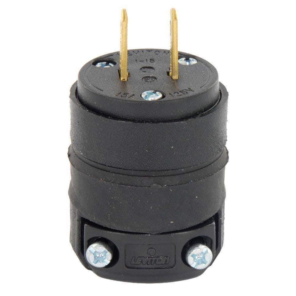 Leviton 15 Amp Straight-Blade Non-Grounded Plug, Black