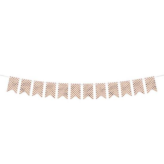 Uninflated Create Your Own Rose Gold White Polka Dots Pennant Banner