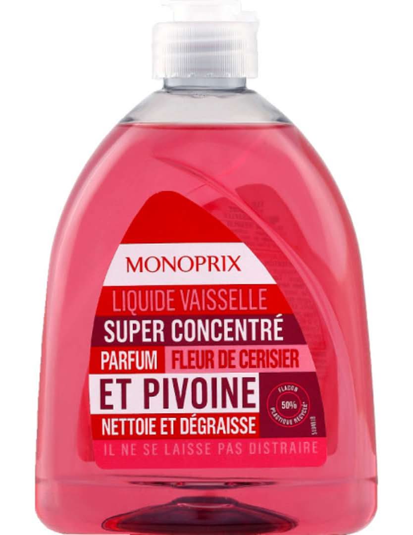 Monoprix - Liquide vaisselle ultra degraissant framboise fleur de cerisier (500ml)