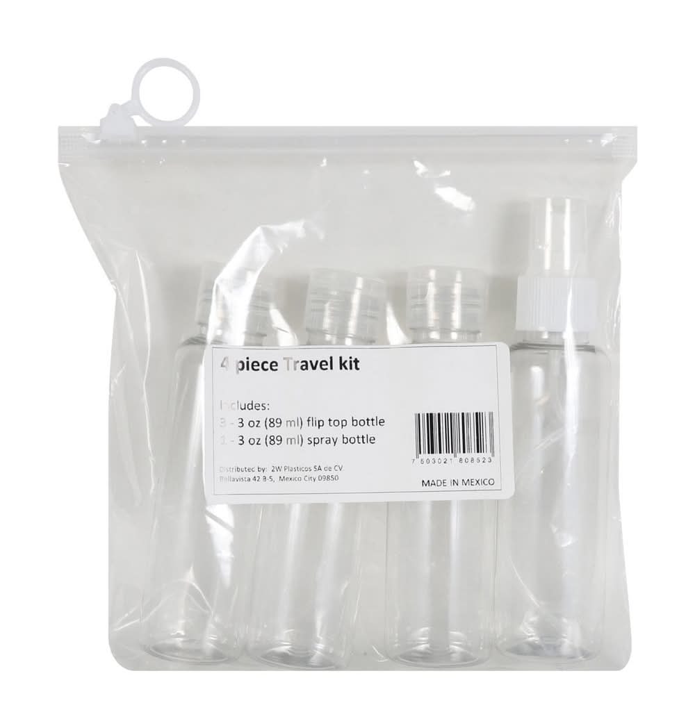 Beauty Care Travel Bag With 4 Travel Size Bottles