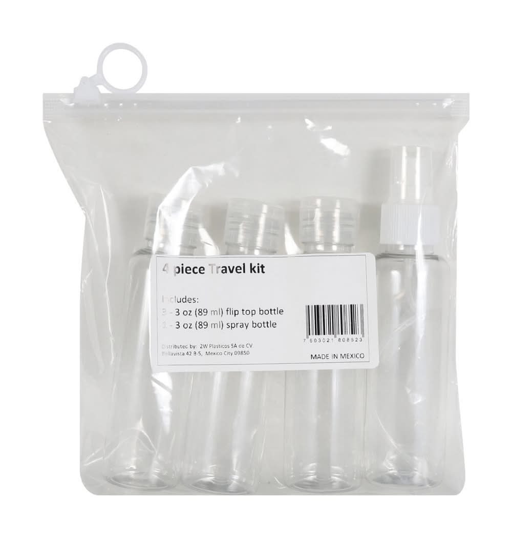 Beauty Care Travel Bag With 4 Travel Size Bottles