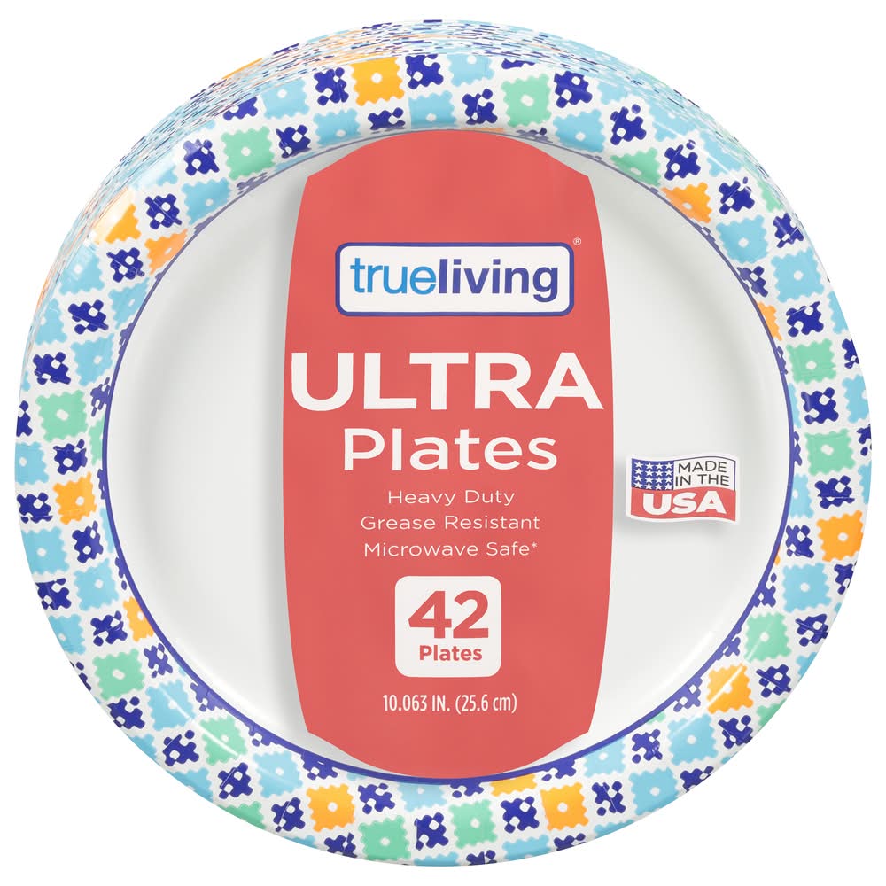 TrueLiving Ultra Heavy Duty Paper Plates, 10.063 in (42 ct)