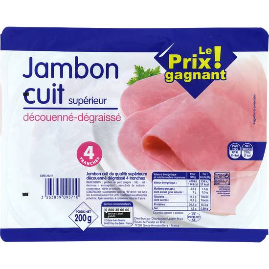 Jambon cuit Leader price 4x50g