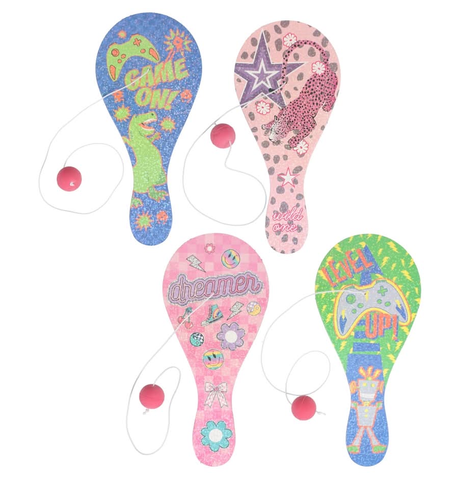 Futuristic Paddle Ball Sets 4+ Years, 9.75x4.5 in (4 ct)