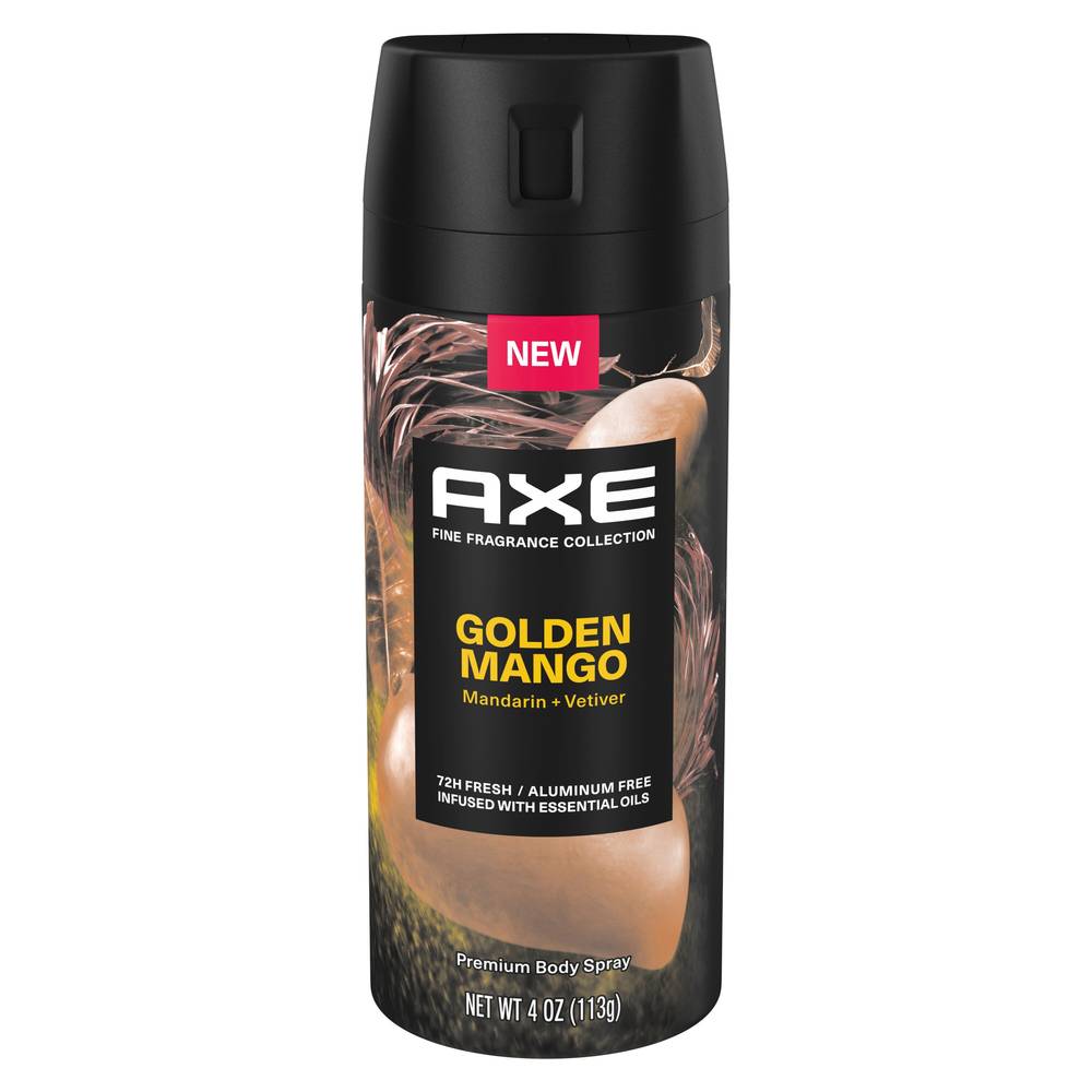 AXE Aluminum Free 72-Hour Body Spray, Golden Mango, 4 OZ