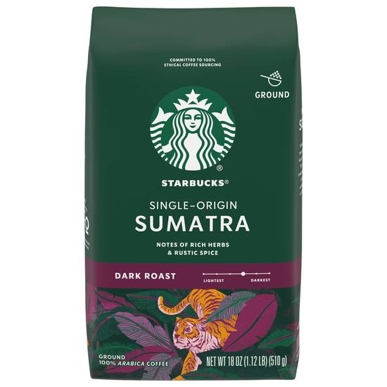 Starbucks Sumatra Dark Roast Single Origin Ground Coffee (18 oz)