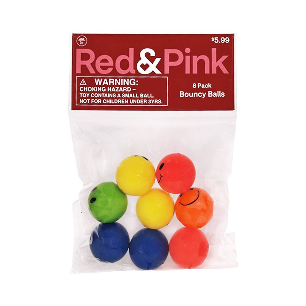 Red & Pink Bouncy Balls, 8pk