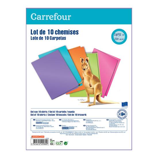 Carrefour - Chemise dossier 5 couleurs assorties 24x32 cm (10 pièces)