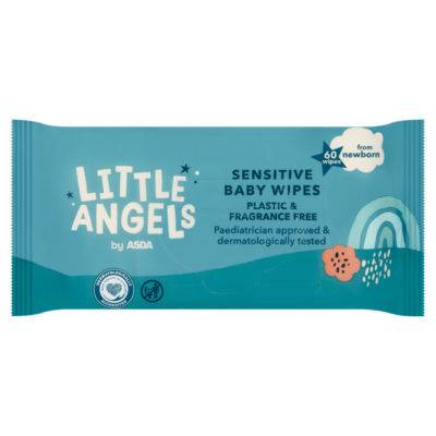 Asda Sensitive Plastic & Fragrance Free Baby Wipes (60 ct)