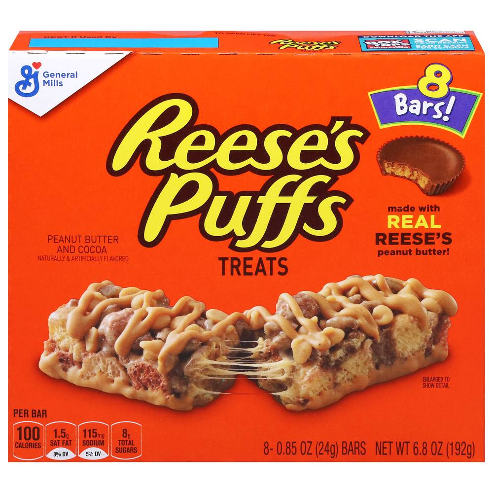 Reese's Puffs Treat Bars, Peanut Butter (0.85 oz, 8 ct)