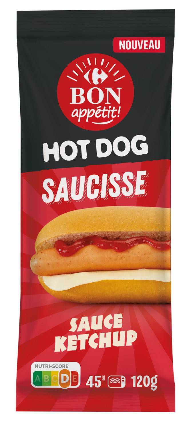 Carrefour Bon Appétit - Hot dog saucisse sauce ketchup (120g)
