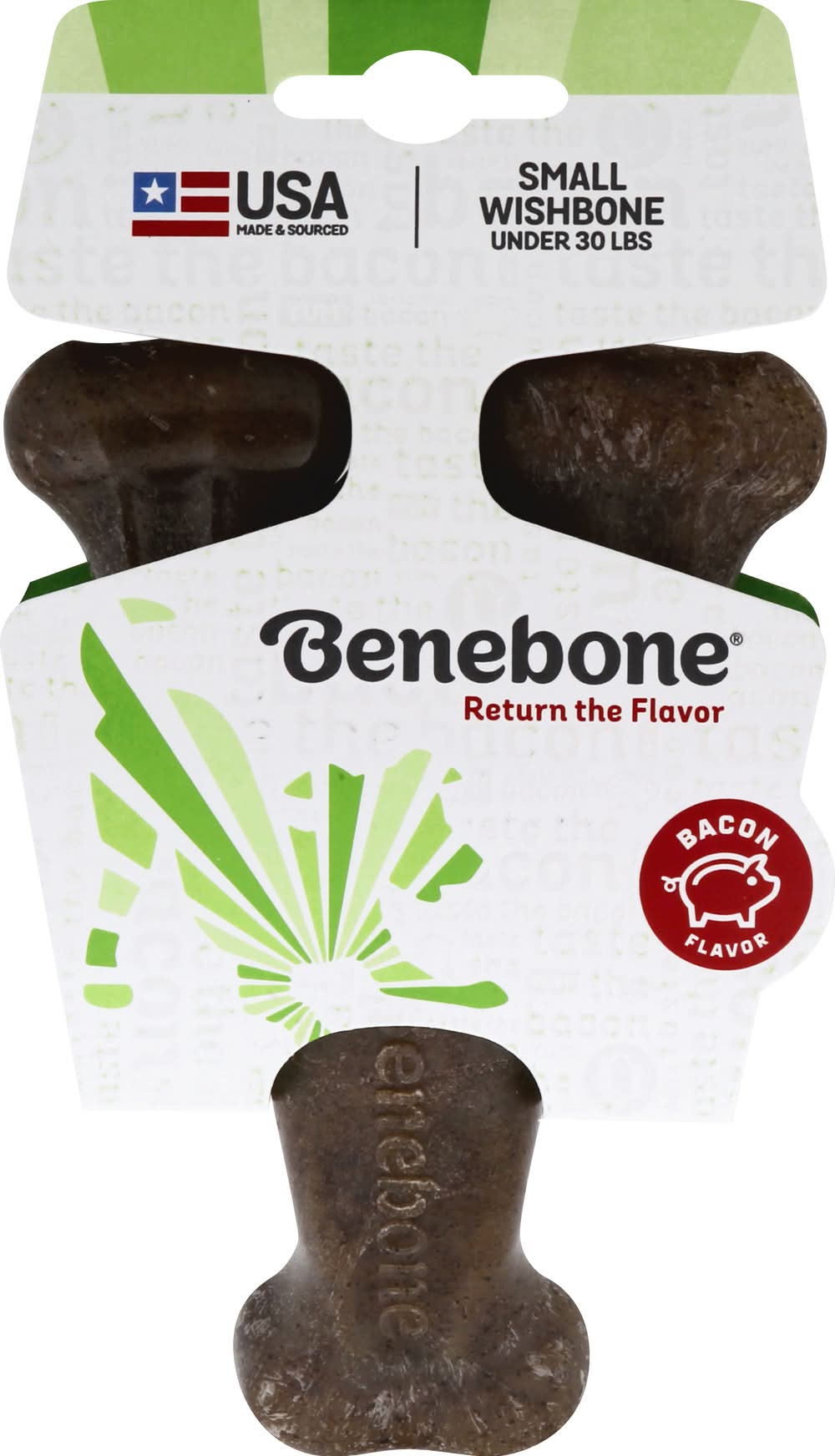 Benebone Wishbone Chew Dog Toy, Bacon, S