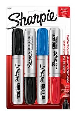 Sharpie King Size Permanent Markers, Chisel Tip, Assorted, 4/Pack (15674PP/2178479)
