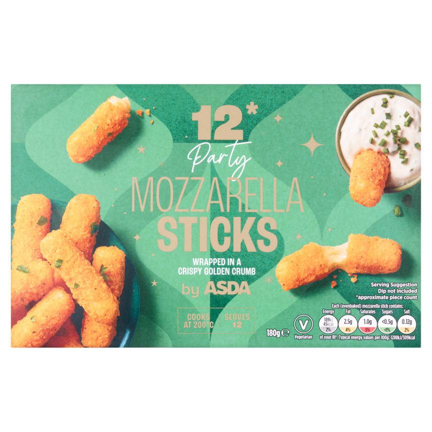 Asda 12 Party Mozzarella Sticks 180g