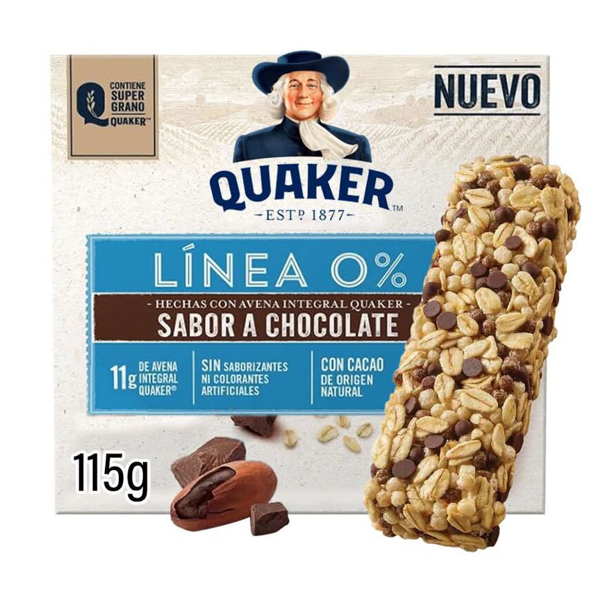 Quaker · Barras de avena sabor chocolate (115 g)