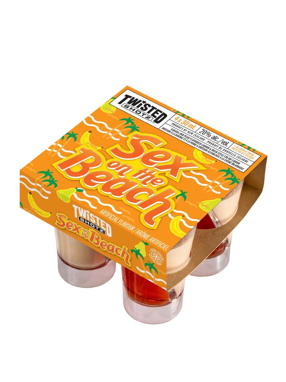 Twisted Shotz Sex on the Beach Irish Style Cream Liquor, Banana-Pear (4 x 30 ml)