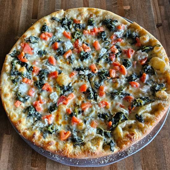 Whtie Spinach Tomato Ricotta Pizza 18"