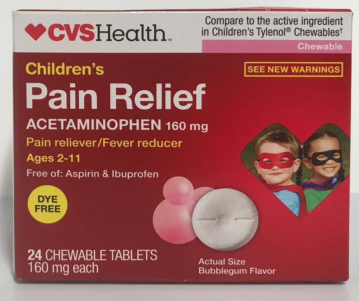 Cvs Health Pain Relief Dye Free Chewable Tablets (bubblegum)