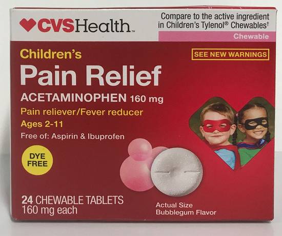CVS Health Children's Acetaminophen Chewable 160 MG Tablets, Bubblegum, 24 CT