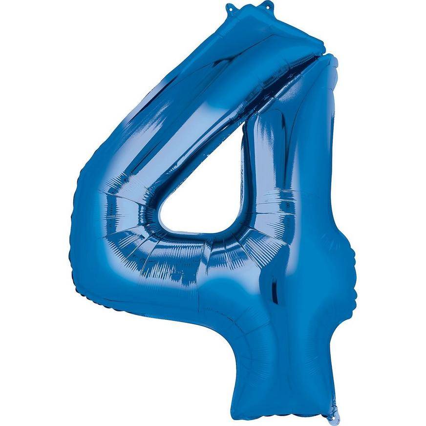 Party City Uninflated Number Balloon 4 (34in/blue)