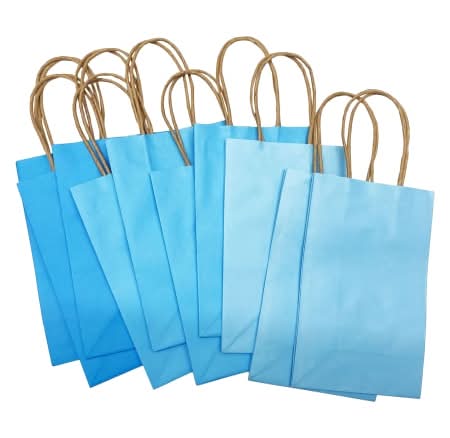 10-Pack Small Kraft Gift Bags 8.35in x 5.2in Blue