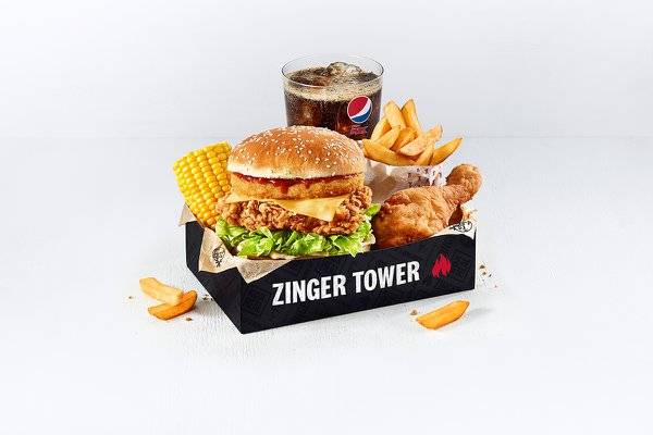 Zinger Tower Box Meal with 1 pc Chicken 🔥