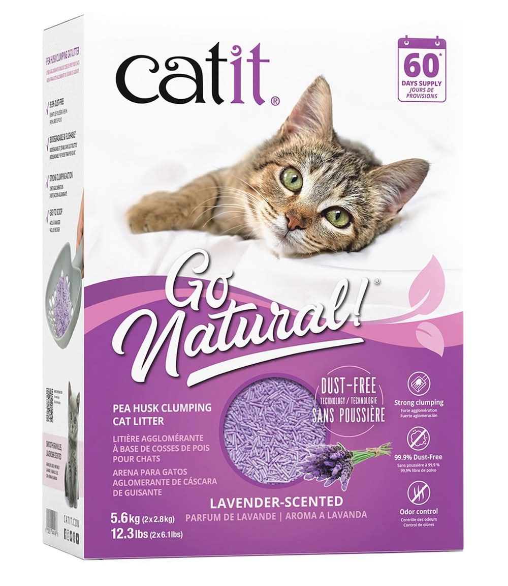 Catit Go Natural! Lavender-Scented Pea Husk Clumping Cat Litter, 12.3 lb