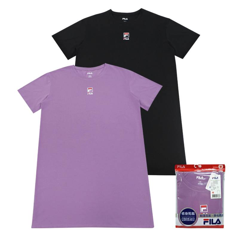 FILA女棉質居家短袖長版衣<紫色-XL> <1PC件 x 1 x 1PC件> @61#4713319017916
