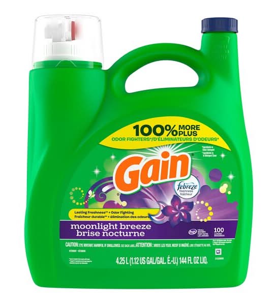 Gain Freshness & Odor Fighting Liquid Laundry Detergent, Moonlight Breeze (4.25 L)
