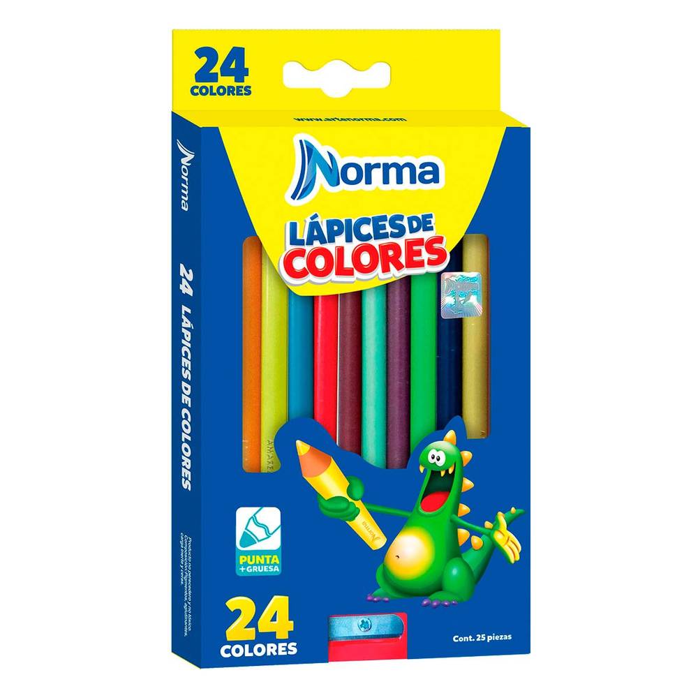 Norma lápices de colores con sacapuntas (24 un)