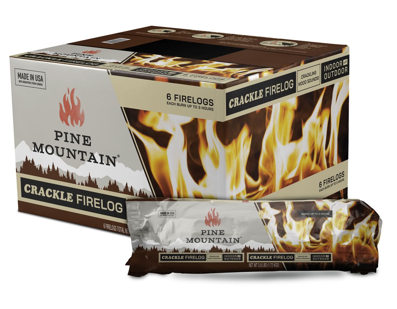 Pine Mountain Crackling Fire Log 3 Hr 6 Pk