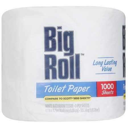 Big Roll 1-Ply Bathroom Tissues, 4.1x3.7 in, White