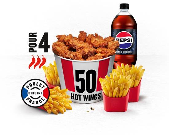 MENU BUCKET POUR 4 – 50 HOT WINGS®