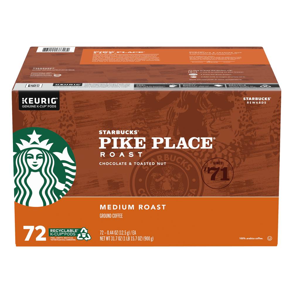 Starbucks Pike Place Medium Roast Ground Coffee K-Cup (1.8 lbs)