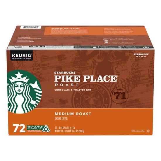 Starbucks Pike Place Medium Roast Ground Coffee K-Cup (72 pods)