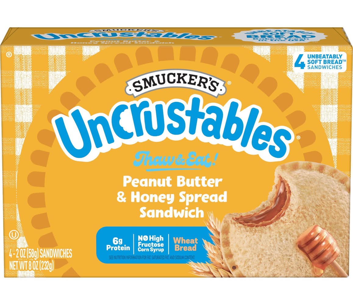 Uncrustables Soft Sandwich Bread, Peanut Butter & Honey (4 x 2 oz)