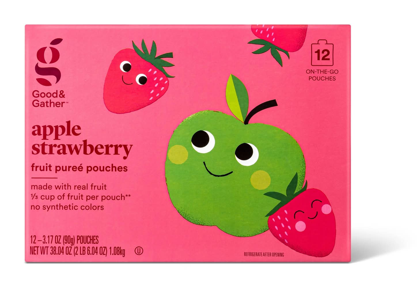 Good & Gather Apple Strawberry Fruit Puree Pouches (3.17 oz, 12 ct)