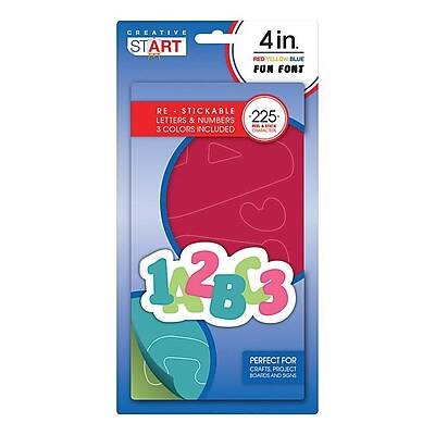 Creative Start® Self-Adhesive Characters Letter and Number, 4, Bright Blue Bright Green and Bright Pink (098259)