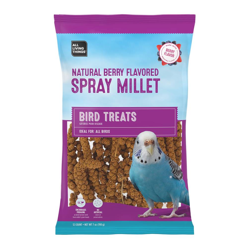 All Living Things Spray Millet Bird Treats, Berry (7 oz, 12 ct)