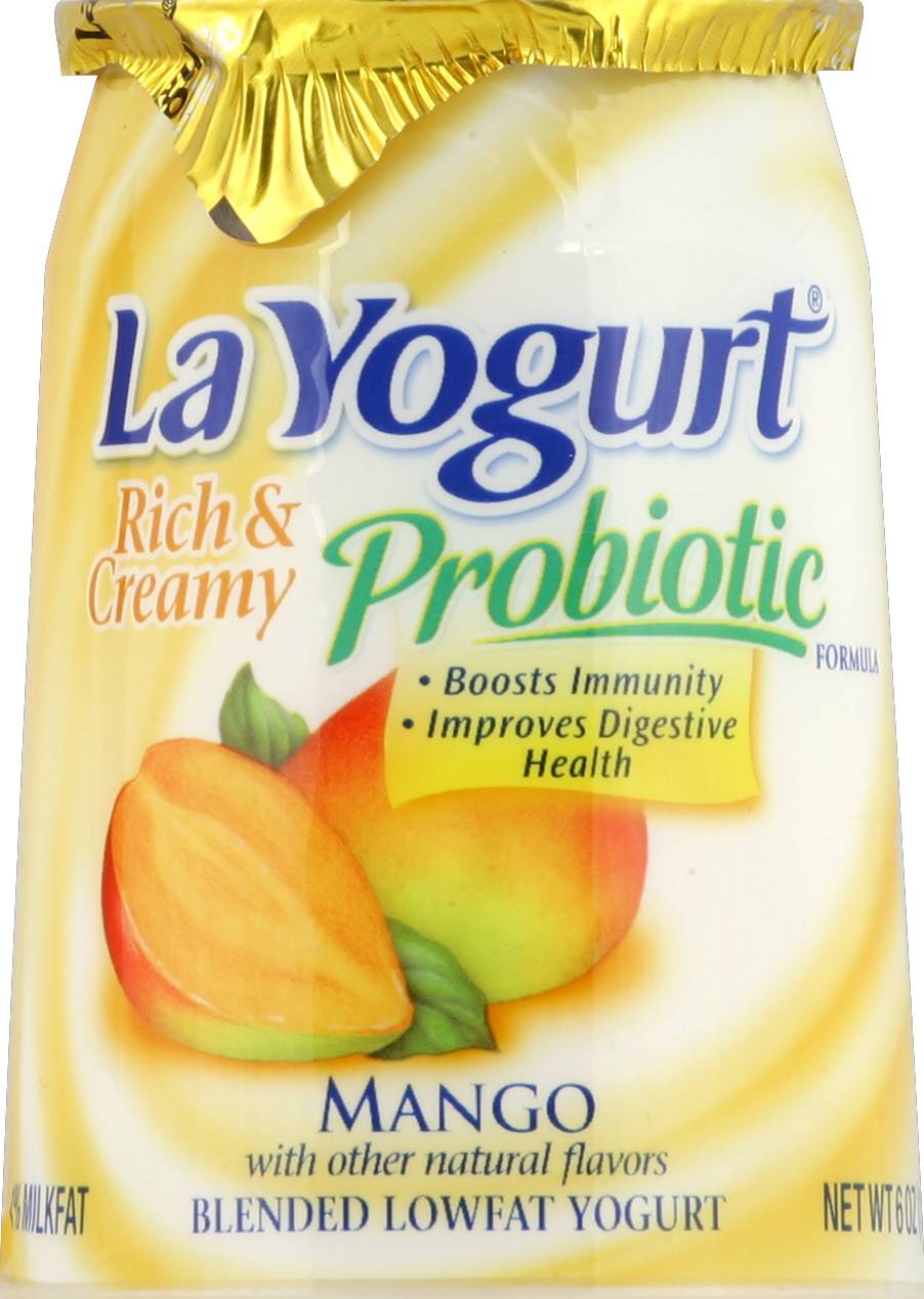 La Yogurt Probiotic Rich & Creamy Mango Blended Low Fat Yogurt (6 oz)