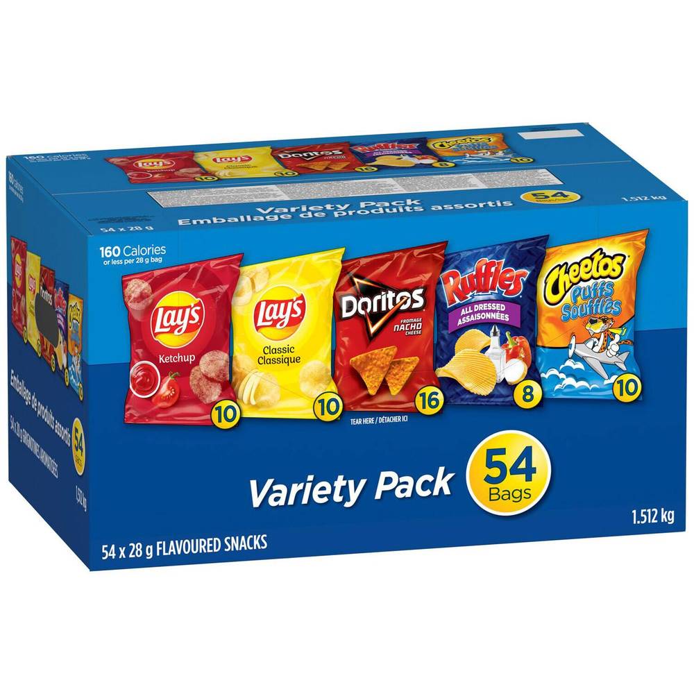 Frito Lay Emballage de produits assortis (54 x 28 g) - Lunch chips variety pack (54 x 28 g)