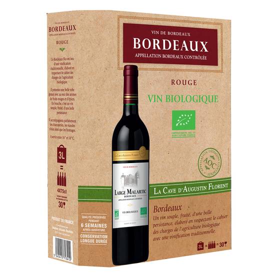 La Cave D'augustin Florent - Aoc vin Bordeaux rouge bio (3L)