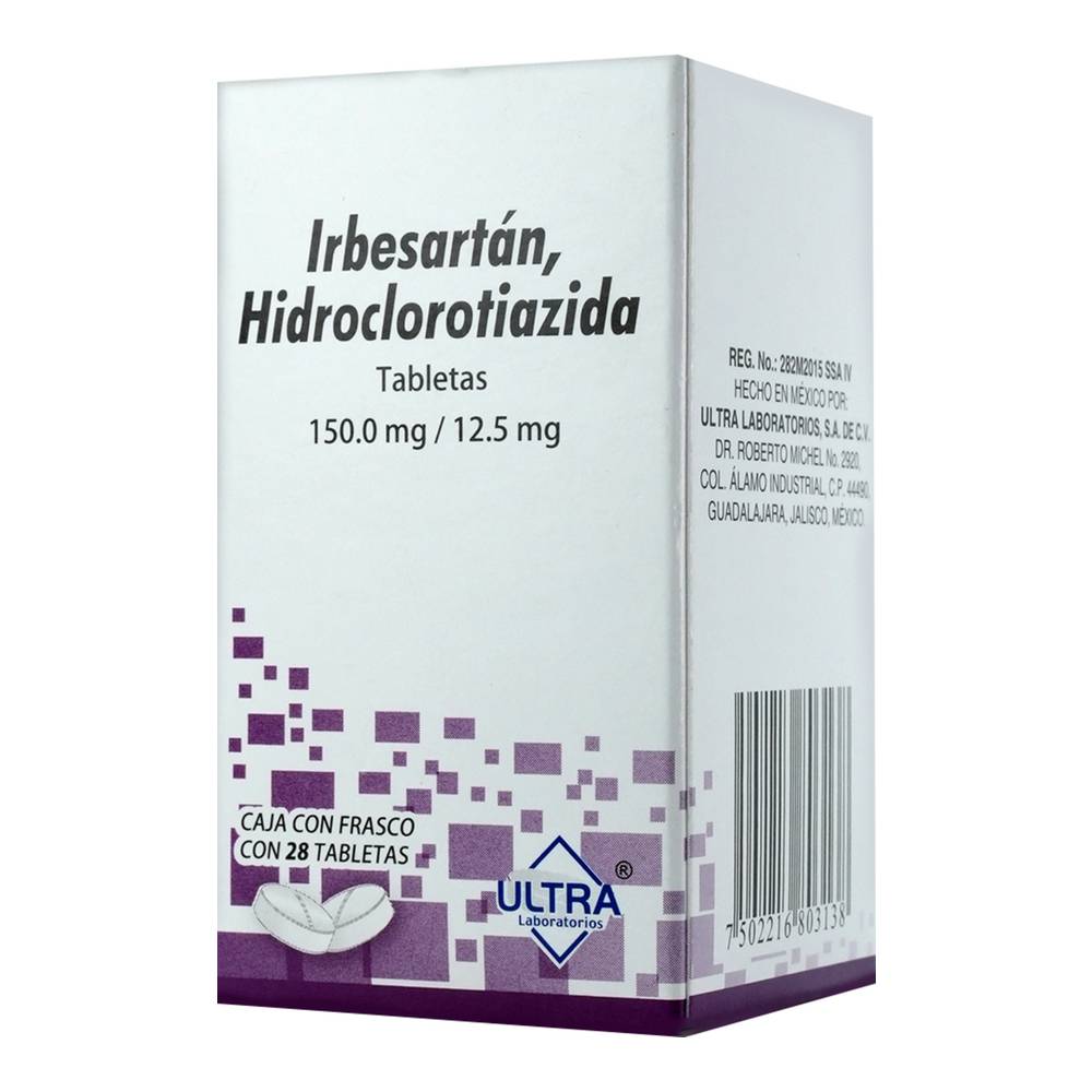 Ultra lab irbesartan hidroclorotiazida tabletas 150/12.5mg (28 piezas)