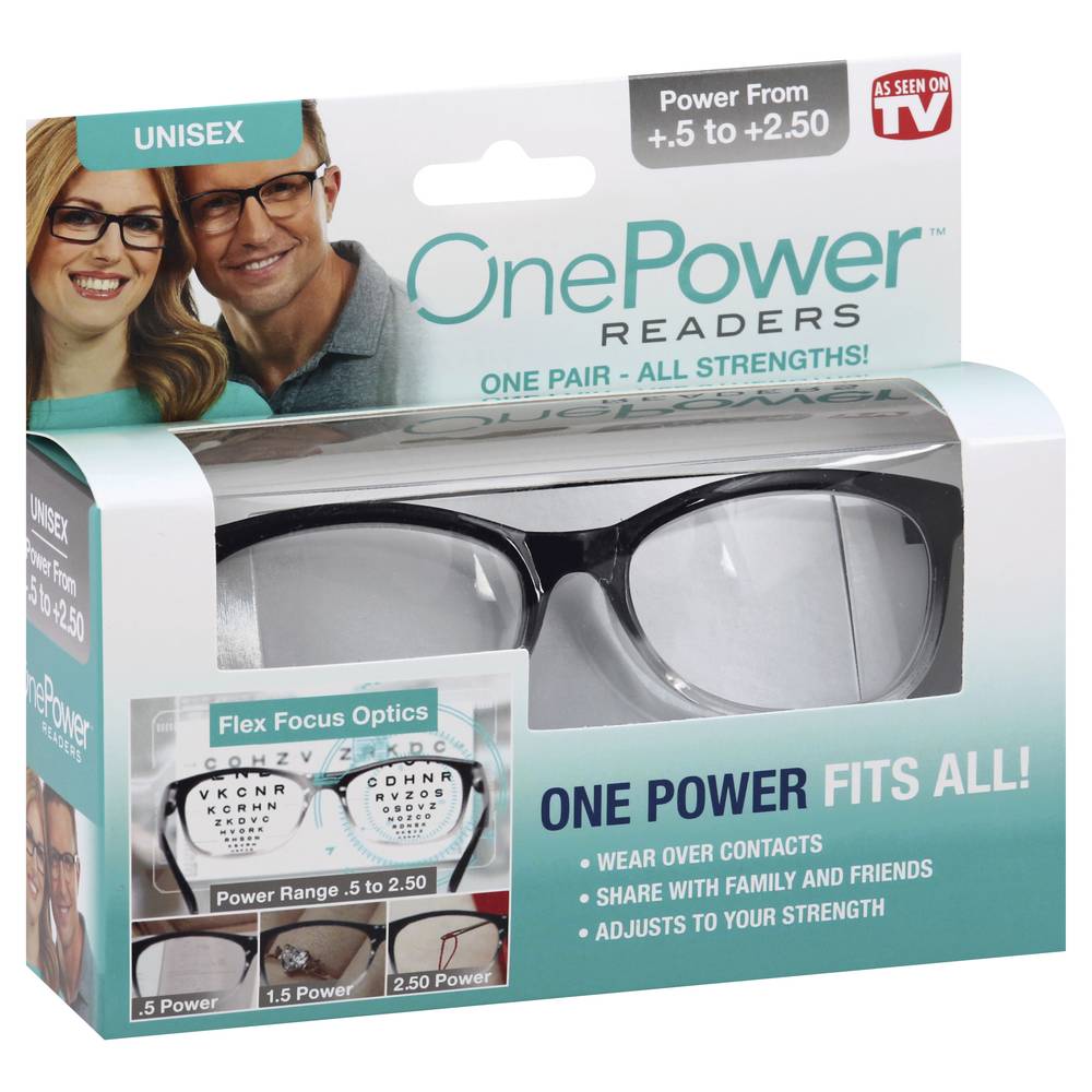 One Power Readers Black Reading Eye Glasses +.5 To +2.50