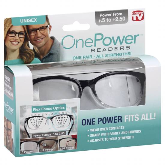 One Power Readers Black Reading Eye Glasses +.5 To +2.50