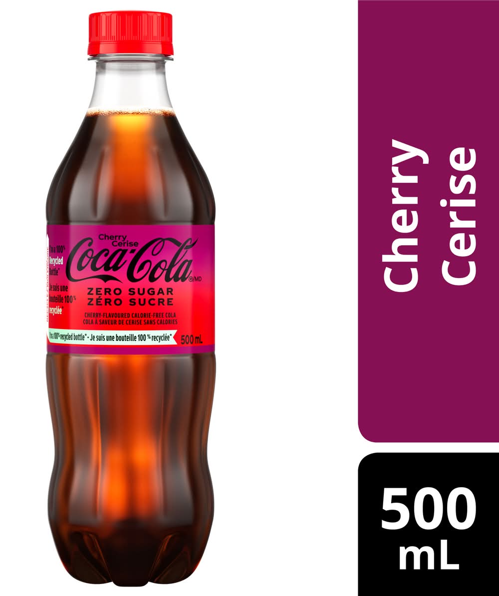 Coca-Cola Flavored Zero Sugar Soda, Cherry (500 ml)