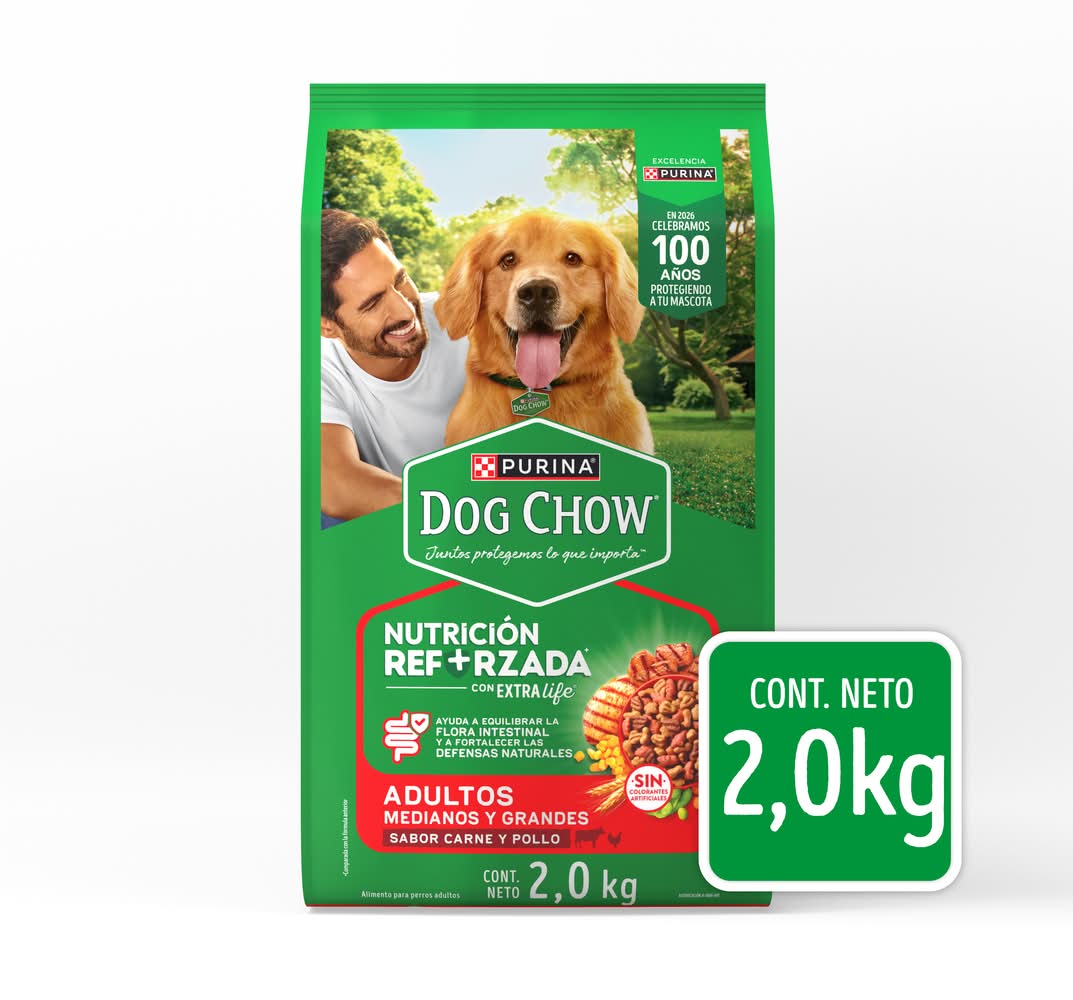 Purina Dog Chow · Extralife alimento seco para perros, carne-pollo, Adultos-Razas Medianas-Grandes (2 kg)