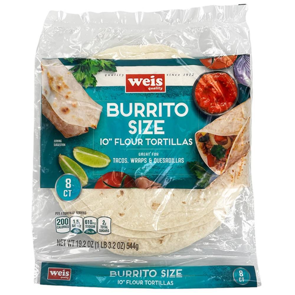 Weis Burrito Flour Tortillas, 10" (19.2 oz, 8 ct)