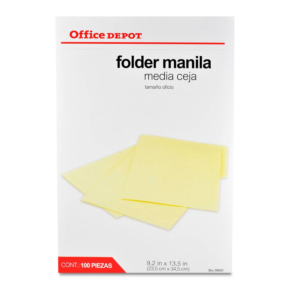 Office depot folder manila tamaño oficio (paquete 100 piezas)